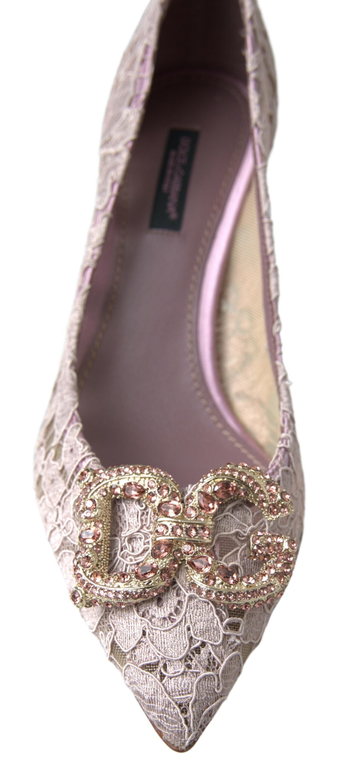 Chaussures escarpins Dolce & Gabbana en dentelle florale rose DG en cristal