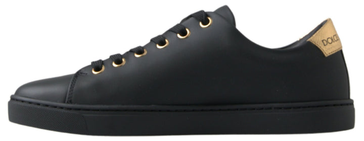 Zapatillas clásicas Dolce & Gabbana de cuero negro y dorado