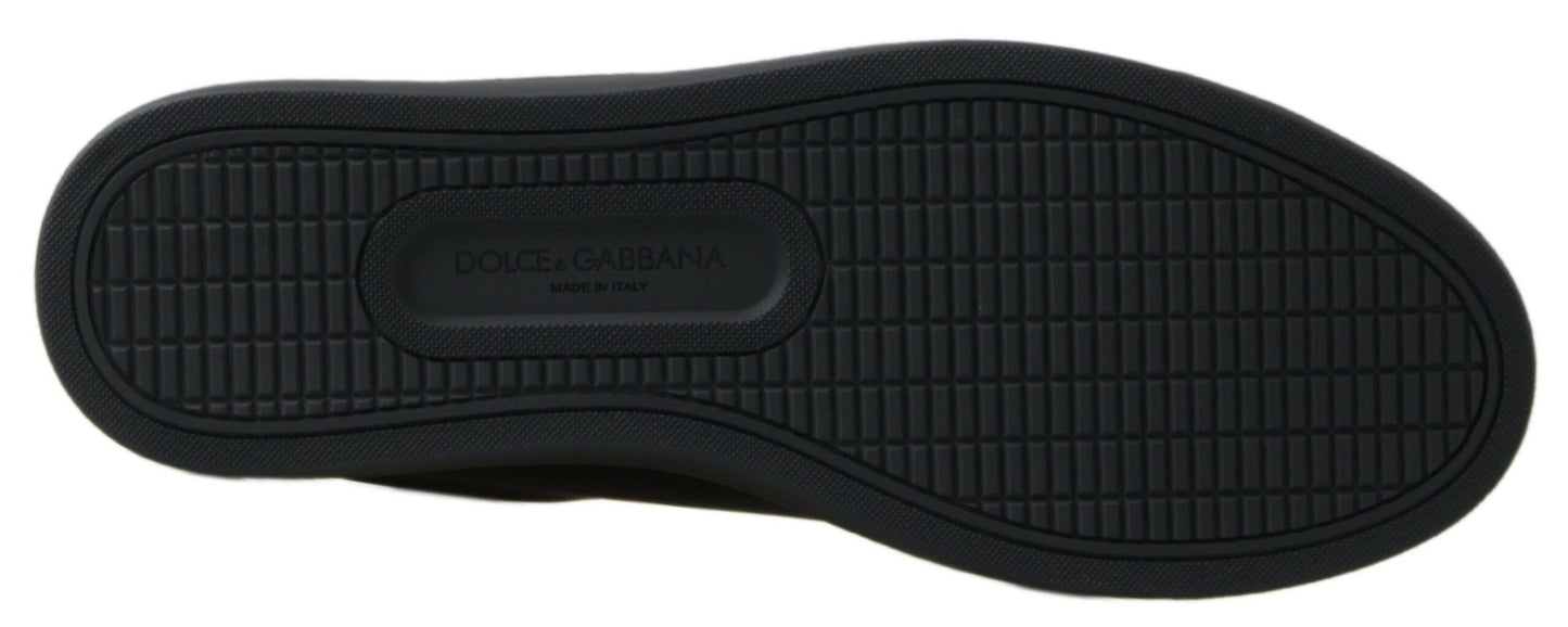 Dolce & Gabbana Baskets classiques en cuir noir et or