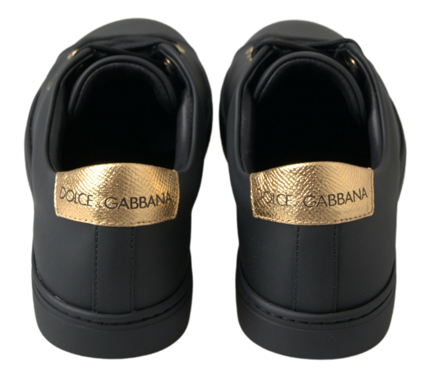 Dolce & Gabbana Baskets classiques en cuir noir et or