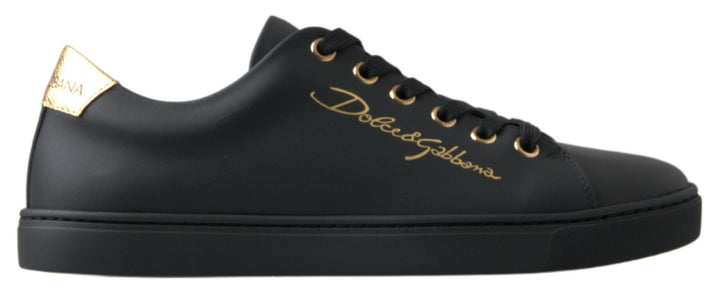 Zapatillas clásicas Dolce & Gabbana de cuero negro y dorado