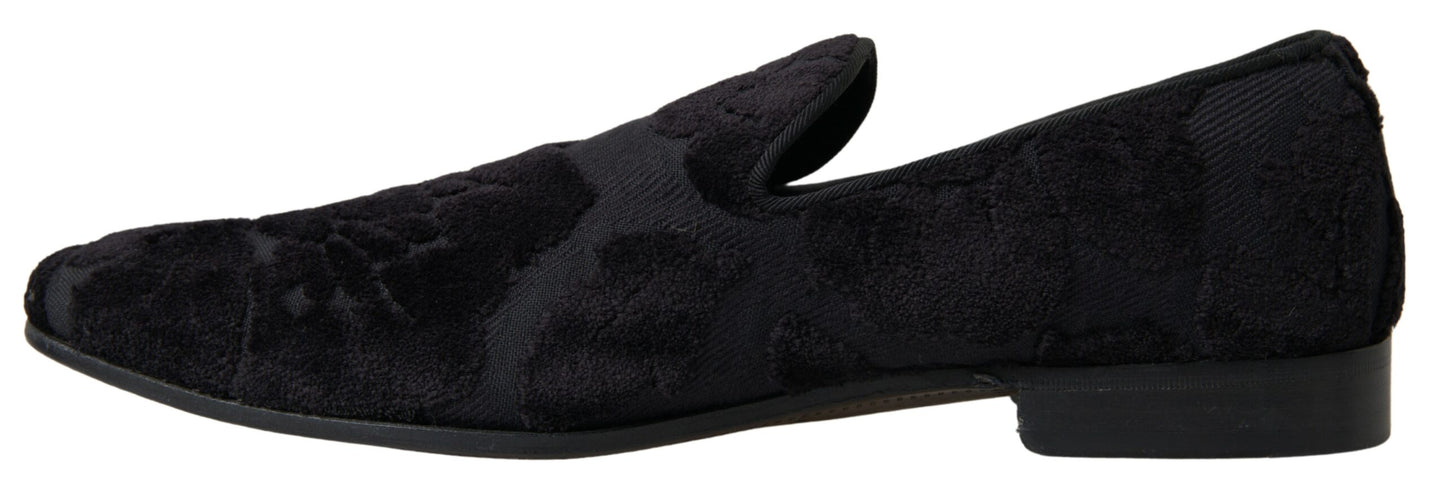 Mocassins de soirée Dolce & Gabbana en brocart noir