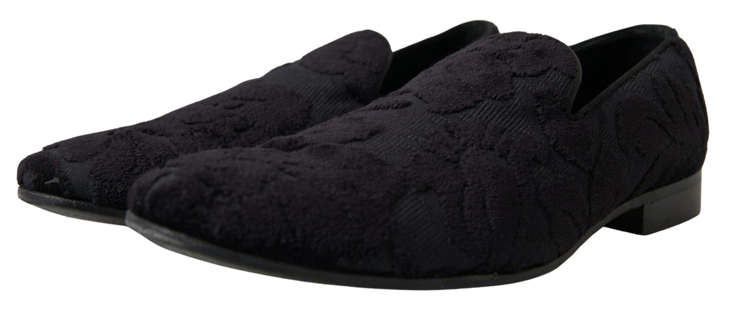 Mocassins de soirée Dolce & Gabbana en brocart noir