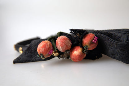 Serre-tête diadème Dolce & Gabbana noir avec fruits multicolores et cristaux