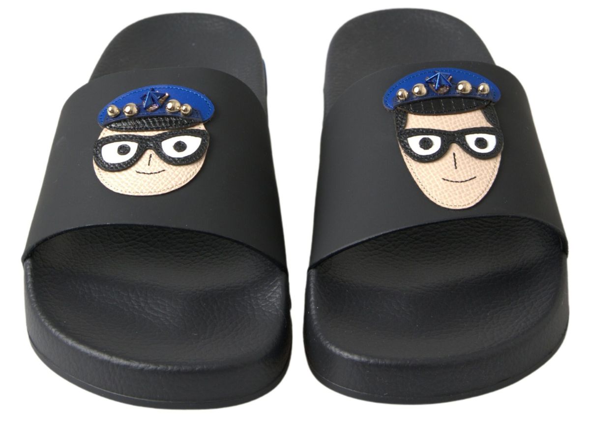 Dolce & Gabbana Sandales Tongs Noires Plage Saint Barth