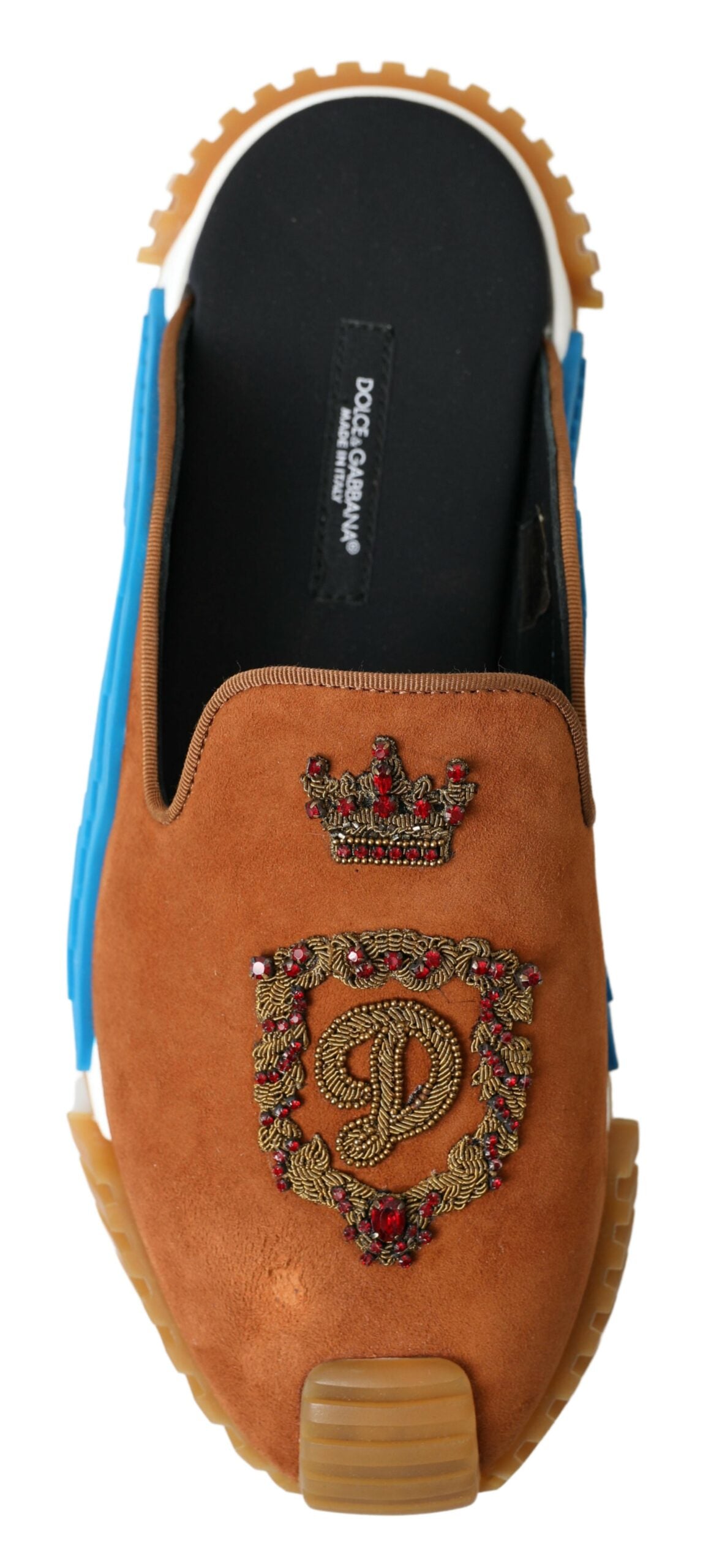 Sandales NS1 à enfiler Dolce & Gabbana en daim marron avec logo couronne