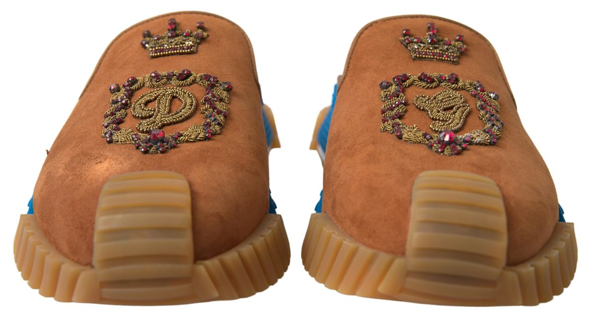 Sandales NS1 à enfiler Dolce & Gabbana en daim marron avec logo couronne