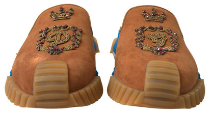 Sandales NS1 à enfiler Dolce & Gabbana en daim marron avec logo couronne