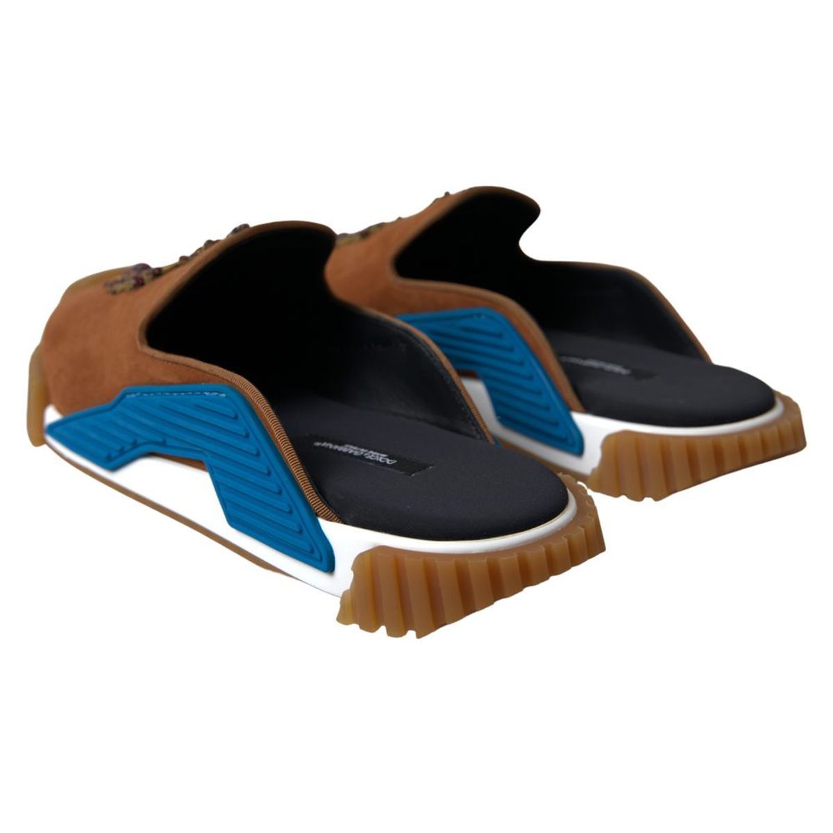 Sandales NS1 à enfiler Dolce & Gabbana en daim marron avec logo couronne