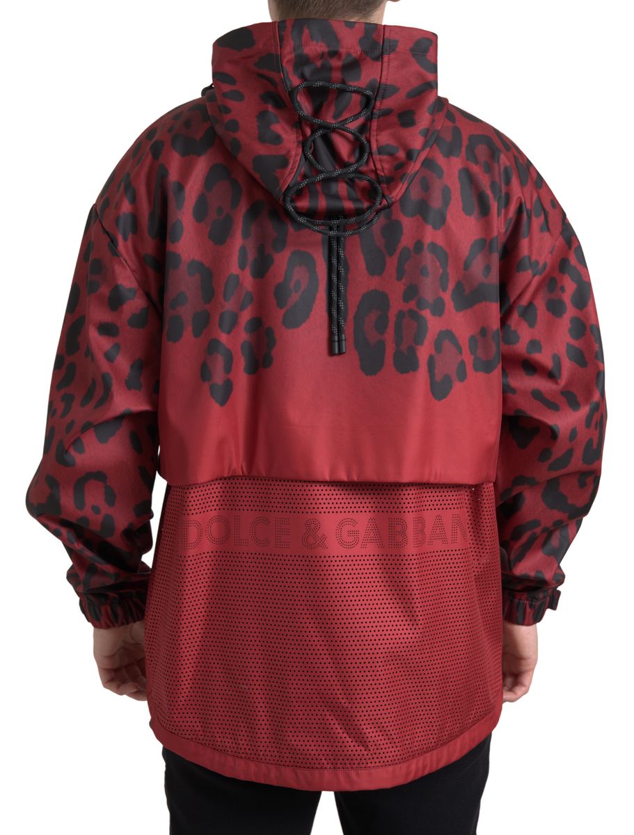 Dolce & Gabbana Imperméable à Capuche Rouge Léopard