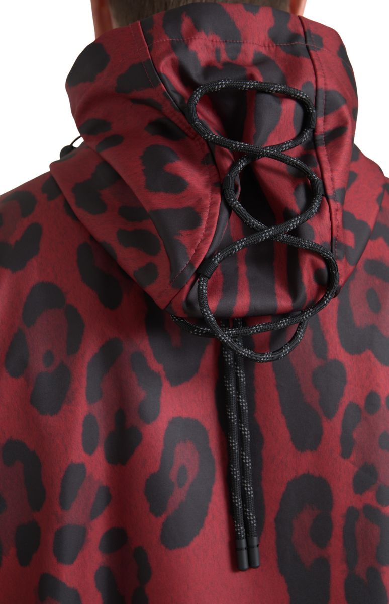 Dolce & Gabbana Imperméable à Capuche Rouge Léopard
