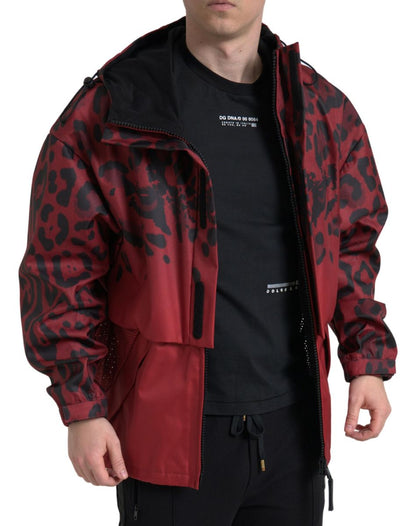 Dolce & Gabbana Imperméable à Capuche Rouge Léopard