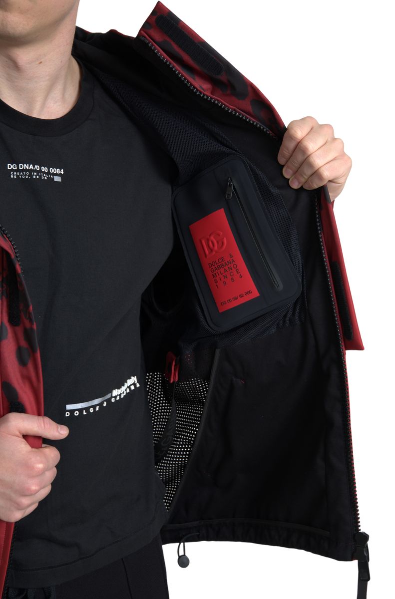 Dolce & Gabbana Imperméable à Capuche Rouge Léopard