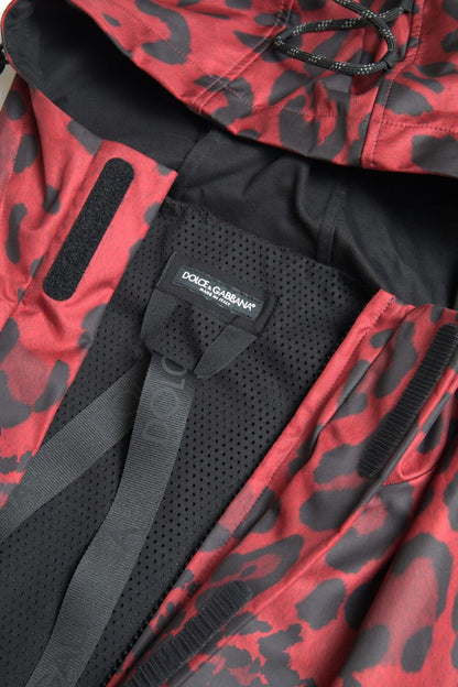 Dolce & Gabbana Imperméable à Capuche Rouge Léopard