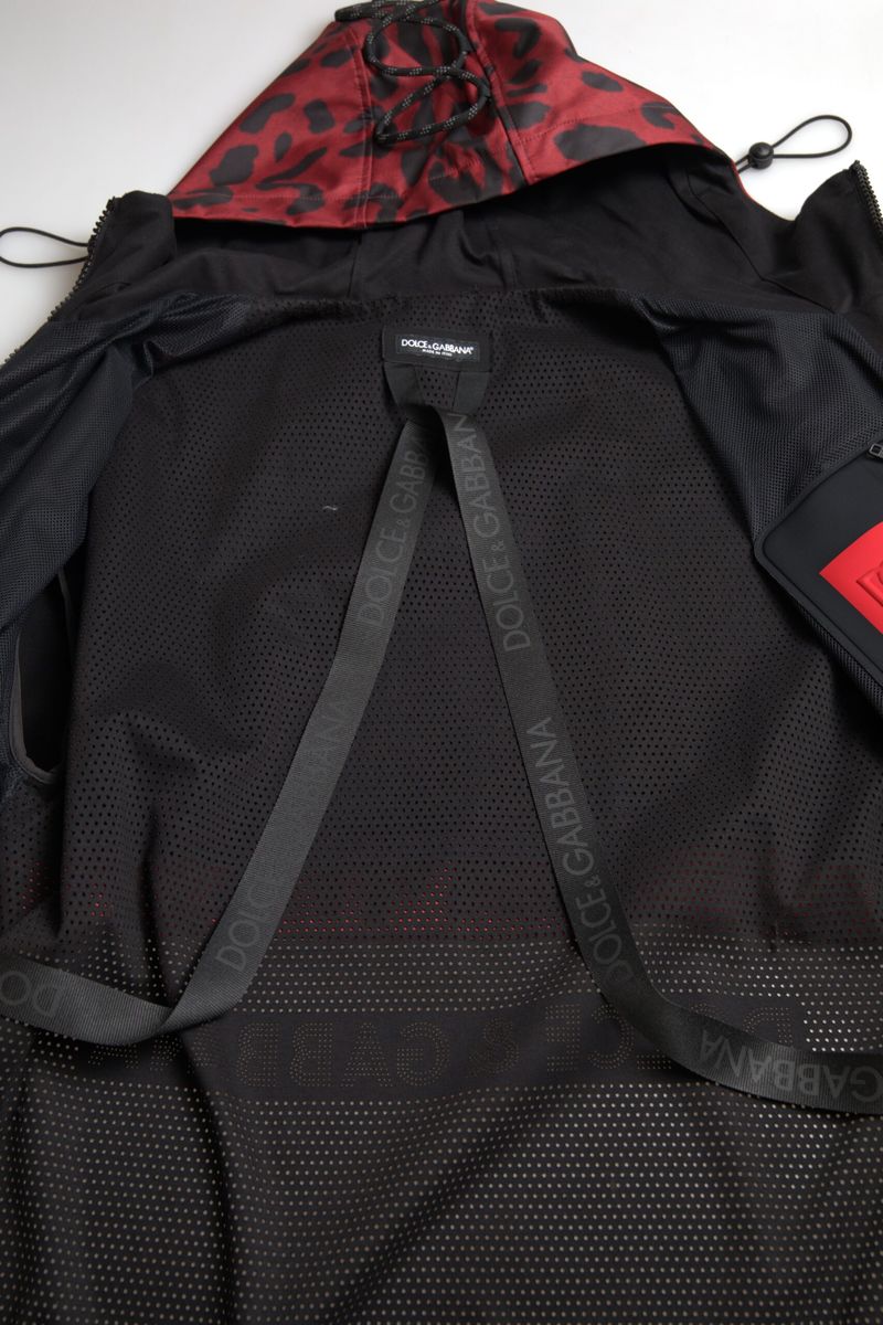 Dolce & Gabbana Imperméable à Capuche Rouge Léopard