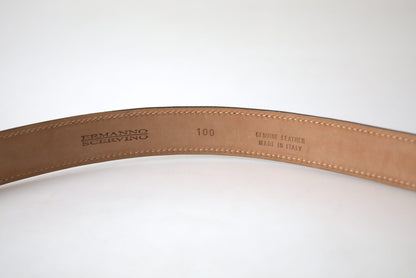 Ermanno Scervino Black Leather Metal Buckle Cintura Belt