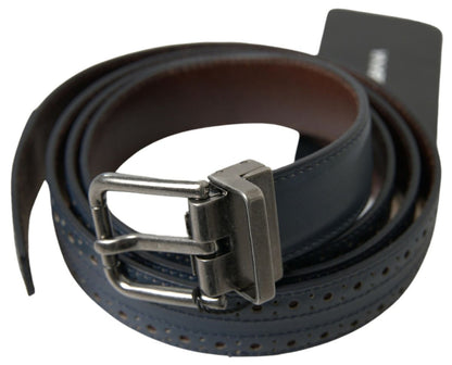 Ceinture Dolce & Gabbana en cuir bleu perforé avec boucle en métal