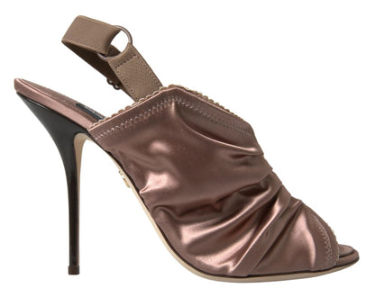 Escarpins Dolce & Gabbana marron clair à bride arrière et fermeture corset
