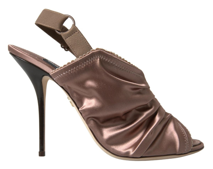 Escarpins Dolce & Gabbana marron clair à bride arrière et fermeture corset