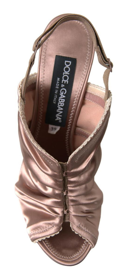 Escarpins Dolce & Gabbana marron clair à bride arrière et fermeture corset