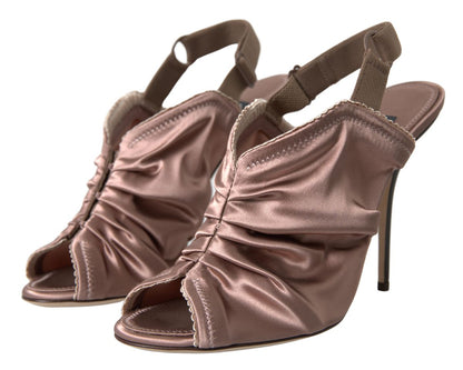 Escarpins Dolce & Gabbana marron clair à bride arrière et fermeture corset