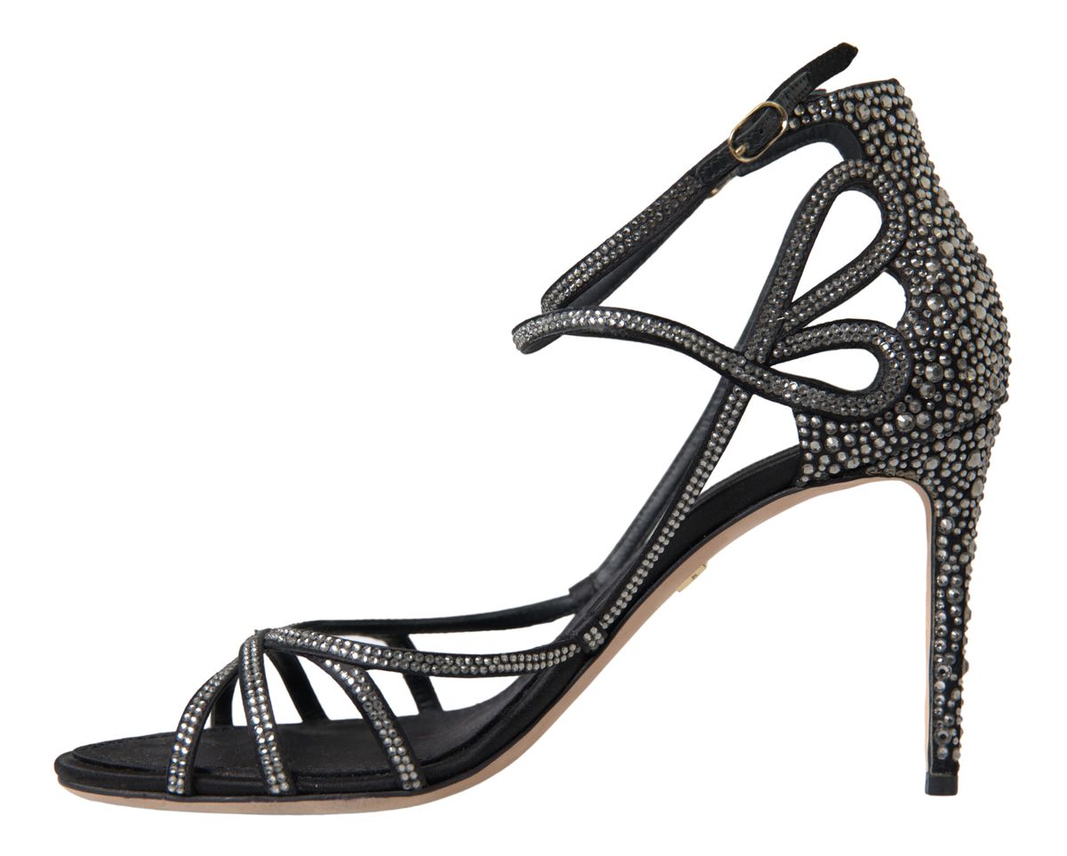 Chaussures Sandales à Talons Aiguilles en Satin Ornées de Strass Dolce & Gabbana