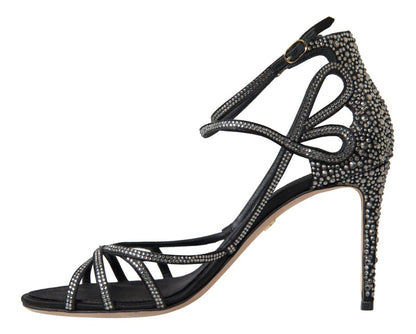 Chaussures Sandales à Talons Aiguilles en Satin Ornées de Strass Dolce & Gabbana