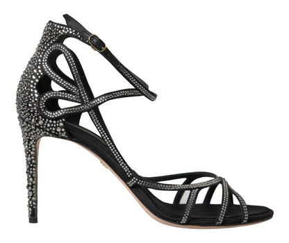 Chaussures Sandales à Talons Aiguilles en Satin Ornées de Strass Dolce & Gabbana