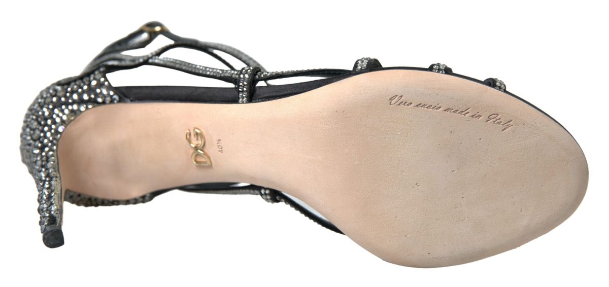 Chaussures Sandales à Talons Aiguilles en Satin Ornées de Strass Dolce & Gabbana
