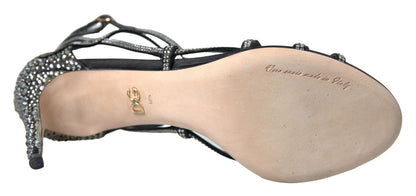 Chaussures Sandales à Talons Aiguilles en Satin Ornées de Strass Dolce & Gabbana