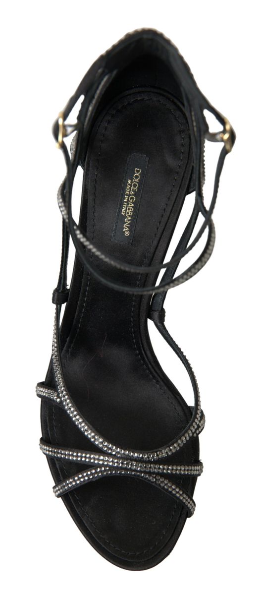 Chaussures Sandales à Talons Aiguilles en Satin Ornées de Strass Dolce & Gabbana