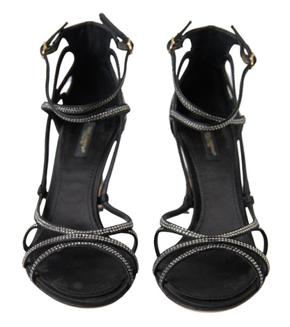 Chaussures Sandales à Talons Aiguilles en Satin Ornées de Strass Dolce & Gabbana