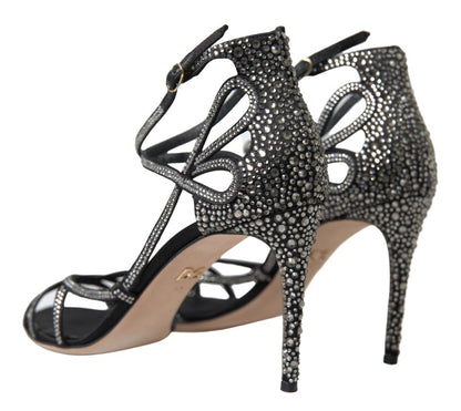 Chaussures Sandales à Talons Aiguilles en Satin Ornées de Strass Dolce & Gabbana