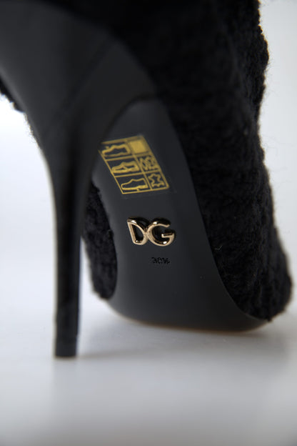 Bottes mi-mollet à talons aiguilles noires Dolce & Gabbana