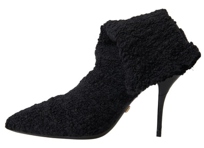 Bottes mi-mollet à talons aiguilles noires Dolce & Gabbana