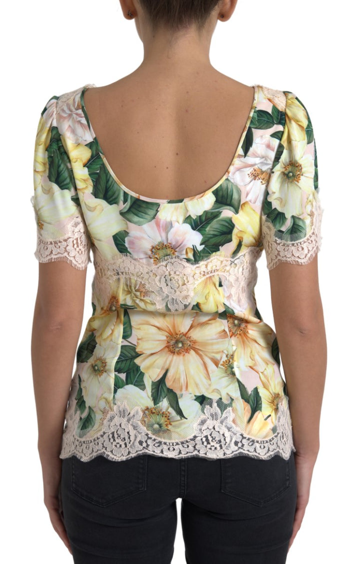 Chemisier Dolce & Gabbana en dentelle florale multicolore à col en V