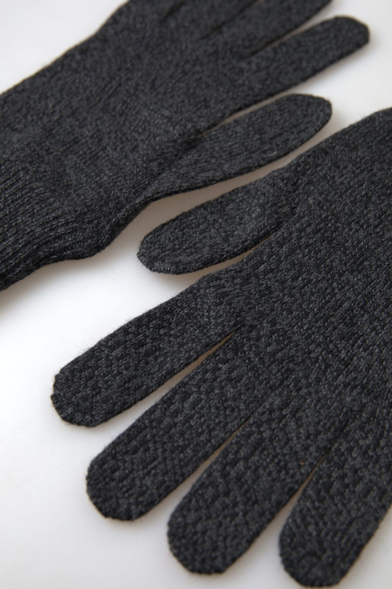 Gants Moufles Homme Dolce & Gabbana Gris en Laine Vierge Tricotés