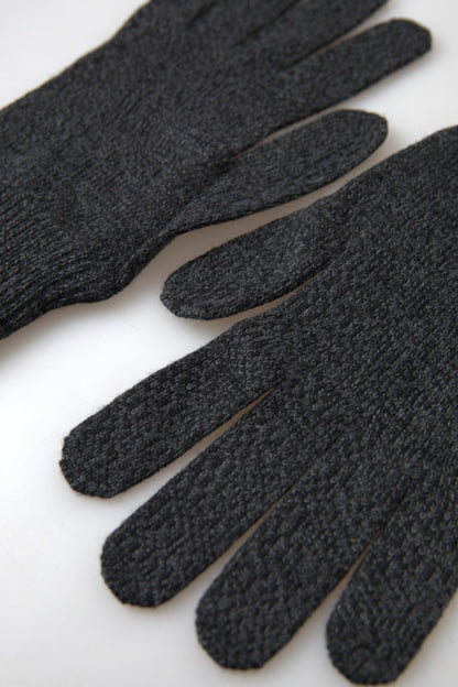Gants Moufles Homme Dolce & Gabbana Gris en Laine Vierge Tricotés