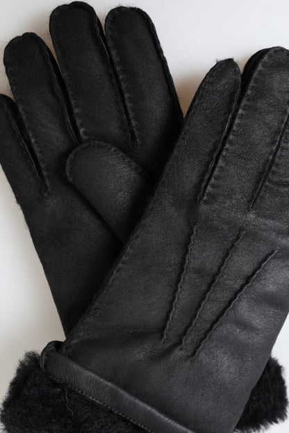 Guantes de hombre cortos Dolce & Gabbana de piel negra con piel sintética