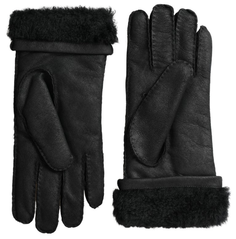 Guantes de hombre cortos Dolce & Gabbana de piel negra con piel sintética