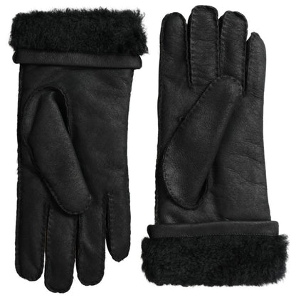 Guantes de hombre cortos Dolce & Gabbana de piel negra con piel sintética