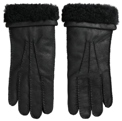Guantes de hombre cortos Dolce & Gabbana de piel negra con piel sintética