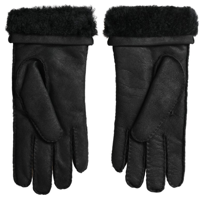 Guantes de hombre cortos Dolce & Gabbana de piel negra con piel sintética