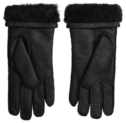 Guantes de hombre cortos Dolce & Gabbana de piel negra con piel sintética