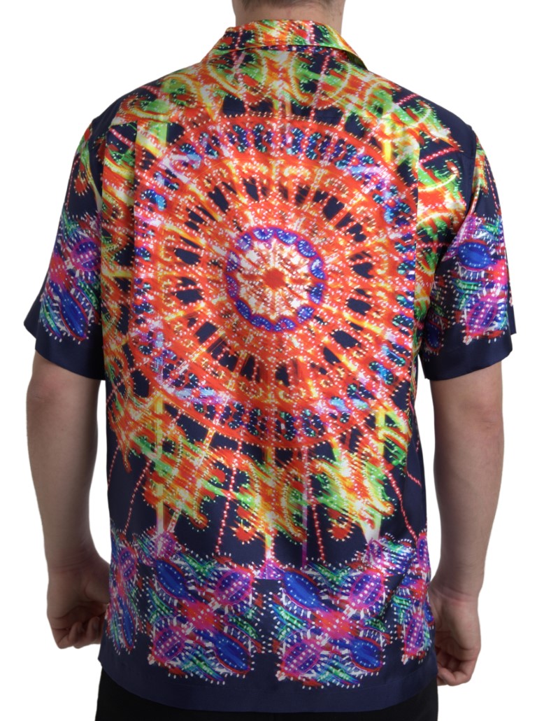 Chemise Homme Dolce & Gabbana En Soie Imprimé Luminarie Multicolore