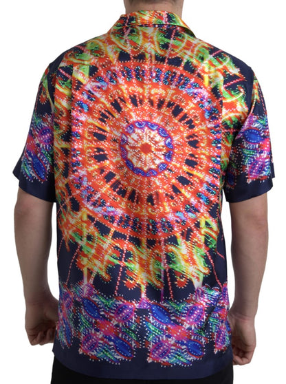 Chemise Homme Dolce & Gabbana En Soie Imprimé Luminarie Multicolore