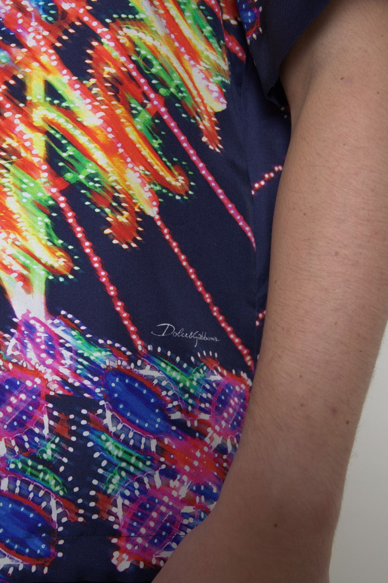 Chemise Homme Dolce & Gabbana En Soie Imprimé Luminarie Multicolore