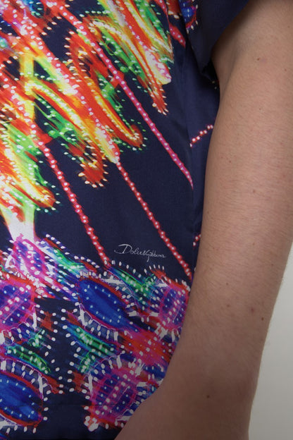 Chemise Homme Dolce & Gabbana En Soie Imprimé Luminarie Multicolore