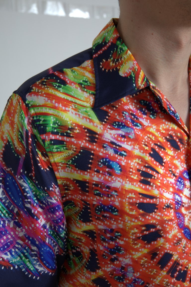 Chemise Homme Dolce & Gabbana En Soie Imprimé Luminarie Multicolore