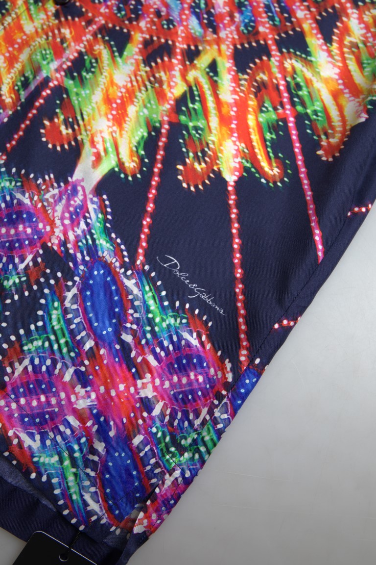 Chemise Homme Dolce & Gabbana En Soie Imprimé Luminarie Multicolore